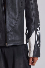 Black Tribal Graphic Moto Leather