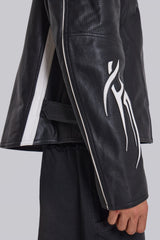 Black Tribal Graphic Moto Leather