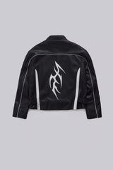 Black Tribal Graphic Moto Leather
